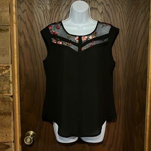 Never worn! Black floral blouse